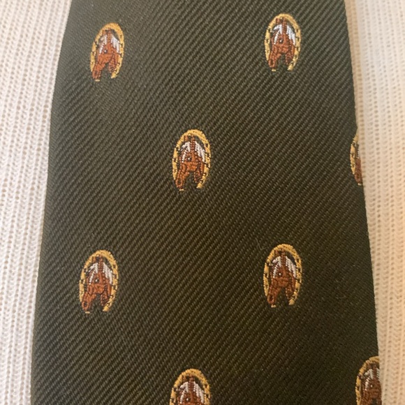 BROOKS BROTHERS EMBROIDERED HORSES HORSESHOE VINTAGE 70’s SILK BLEND NECKTIE - Picture 2 of 9